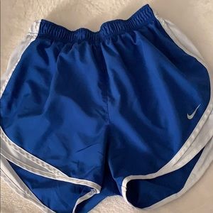 Blue and white nike shorts